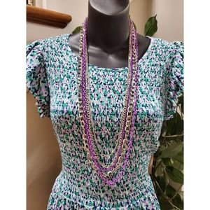 A New Day Women's Multicolor Rayon Round Neck Short Sleeve Knee Length Dress XL